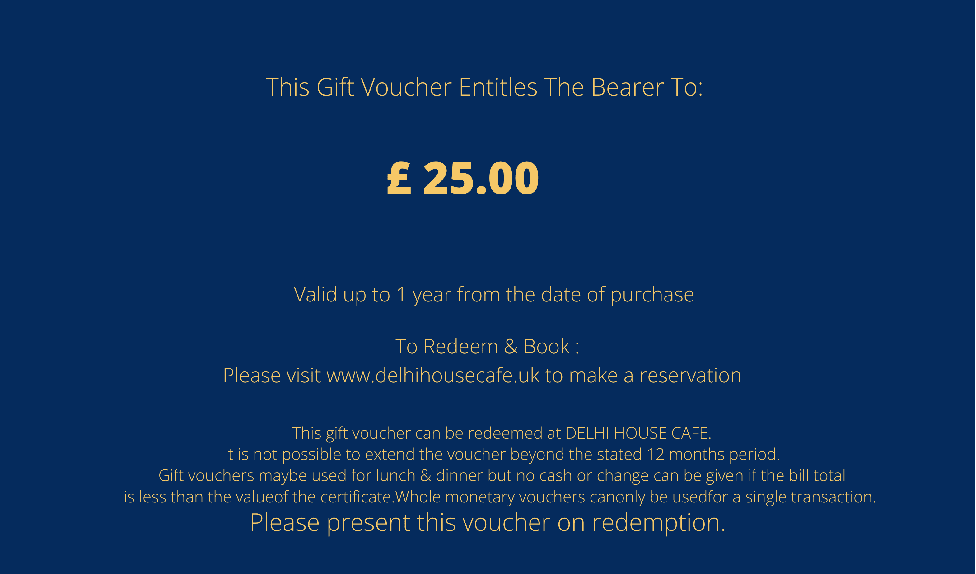 £25 Gift Card - Delhi House Café